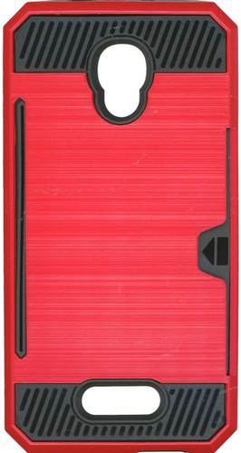 Alcatel Fierce 4 MM Slim Dura Case Metal Finish With Card Holder Red