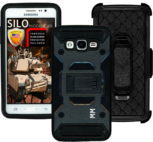 Samsung Glaxy ON5 MM Silo Rugged Case Black(Tempered Glass Included)