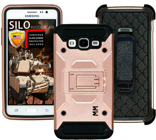 Samsung Glaxy ON5 MM Silo Rugged Case Rose Gold(Tempered Glass Included)