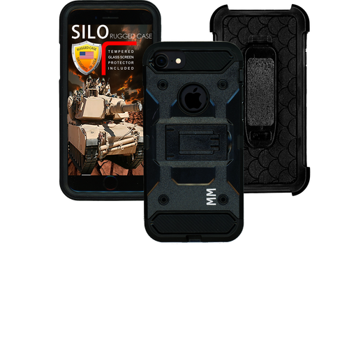 Iphone 8/7/6/6S MM Silo Rugged Case Black(Tempered Glass Included)