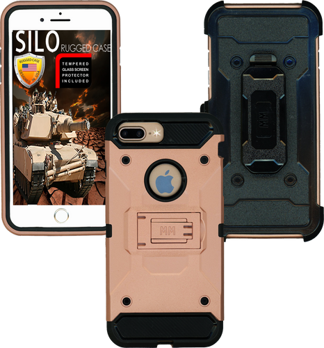 Iphone 8 PLUS/7 PLUS/6 PLUS/6S Plus MM Silo Rugged Case Rose Gold(Tempered Glass Included)