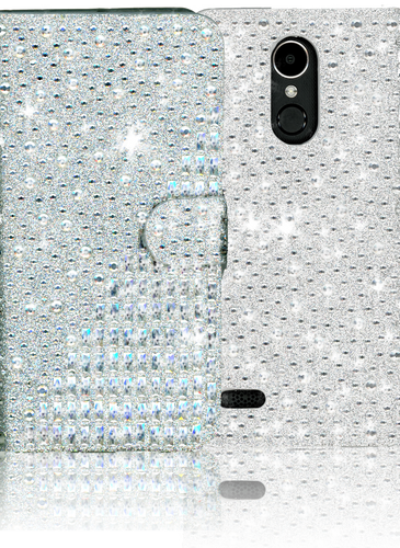 LG K20 PLUS MM Jewel Diagonal Wallet Silver