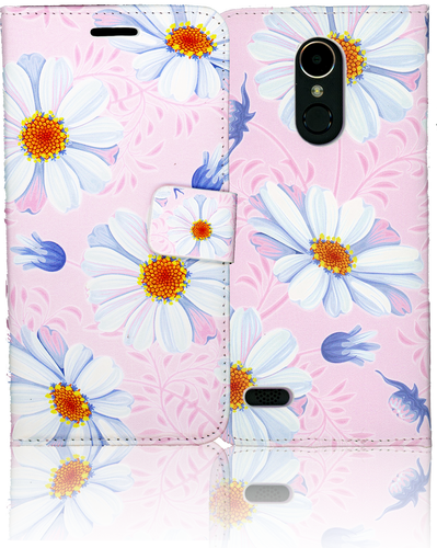 LG K20 PLUS MM 3D Design Wallet Pink Flowers