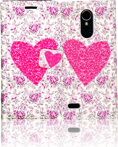 LG K20 PLUS MM 3D Design Wallet Pink Heart