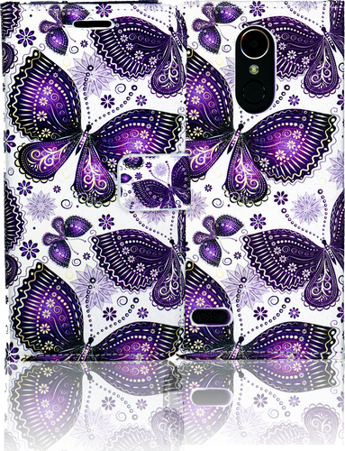 LG K20 PLUS MM 3D Design Wallet Purple Butterfly