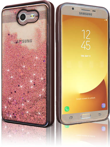 Samsung Galaxy J7(2017) MM Electroplated Glitter Case With Stars Rose Gold