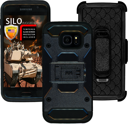 Samsung Galaxy S7 EDGE MM Silo Rugged Case Black(Curved Tempered Glass Included)