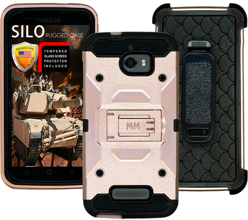 Coolpad Defiant MM Silo Rugged Case Rose Gold(Tempered Glass Included)
