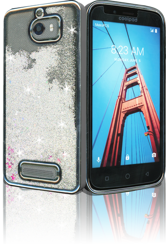Coolpad Defiant MM Electroplated Water Glitter Case With Stars Silver