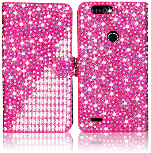 Zte Z982/Blade MM Jewel Diagonal Wallet Hot Pink
