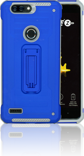 ZTE Blade MM Opal Kickstand Case With Credit Card Blue(Full Covered Tempered Glass Included)