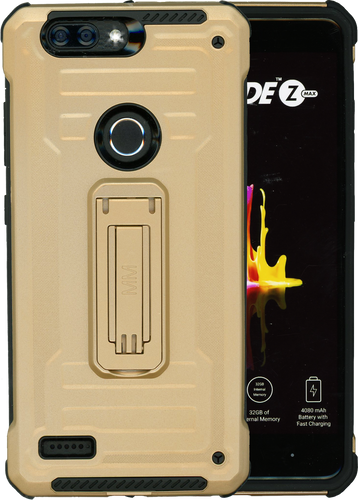 ZTE Blade MM Opal Kickstand Case Gold(Full Covered Tempered Glass Included)