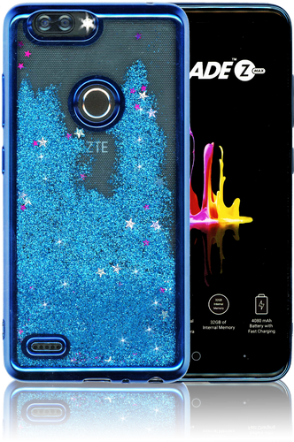 ZTE Blade MM Electroplated Water Glitter Case With Stars Blue