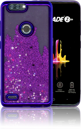 ZTE Blade MM Electroplated Water Glitter Case With Stars Purple