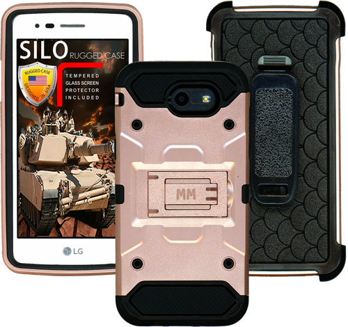 ZTE Blade MM Silo Rugged Case Rose Gold(Full Covered Tempered Glass Included)