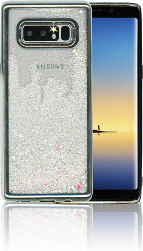Samsung Galaxy Note 8 MM Electroplated Water Glitter Case With Stars Silver