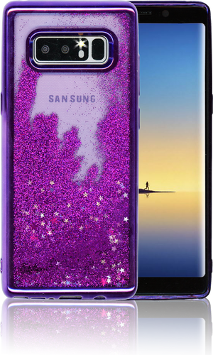 Samsung Galaxy Note 8 MM Electroplated Water Glitter Case With Stars Purple
