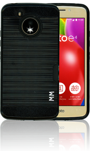 Motorola E4 MM Slim Dura Case Metal Finish With Card Holder Black
