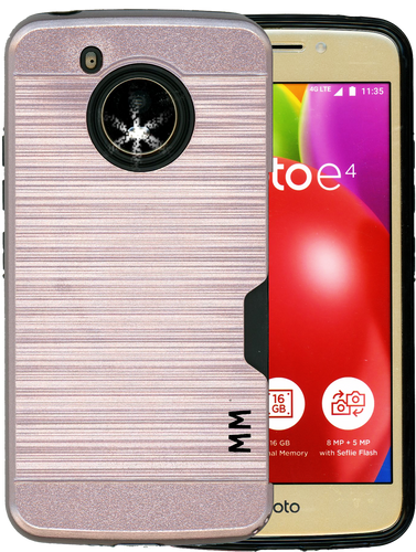 Motorola E4 MM Slim Dura Case Metal Finish With Card Holde Rose Gold