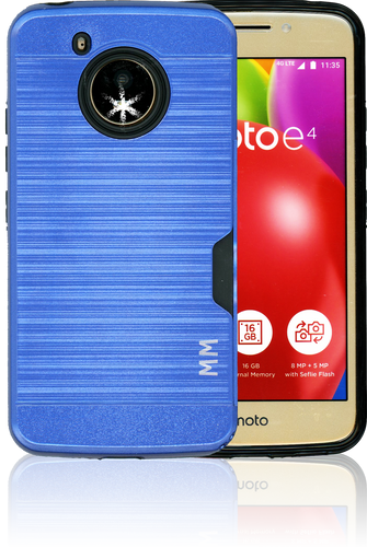 Motorola E4 MM Slim Dura Case Metal Finish With Card Holder Dark Blue