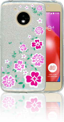 Motorola E4 MM Flowers Glitter Hybrid