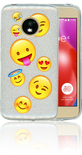 Motorola E4 MM Emoji Glitter Hybrid