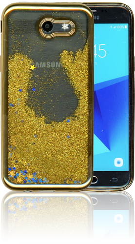Samsung Galaxy J3 Emerge MM Electroplated Water Glitter Case With Stars Gold