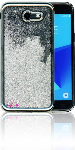 Samsung Galaxy J3 Emerge MM Electroplated Water Glitter Case With Stars Silver