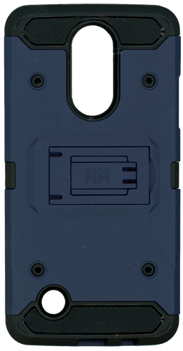 LG Aristo MM Silo Rugged Case Dark Blue(Full Covered Tempered Glass Included)