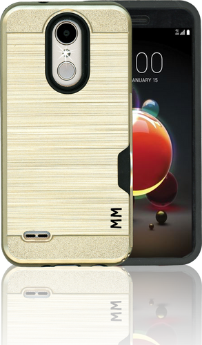 LG Aristo 2 MM Slim Dura Case Metal Finish With Card Holder Gold