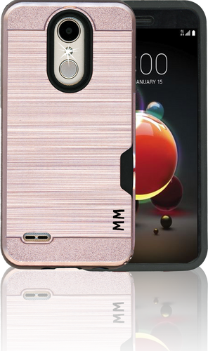 LG Aristo 2 MM Slim Dura Case Metal Finish With Card Holder Rose Gold