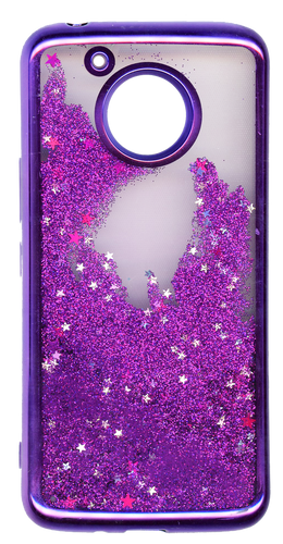 MOTO E4 PLUS MM Electroplated Water Glitter Case With Stars Purple