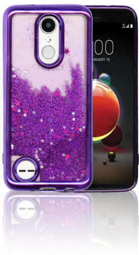 LG Aristo 2 MM Electroplated Water Glitter Case With Stars Purple