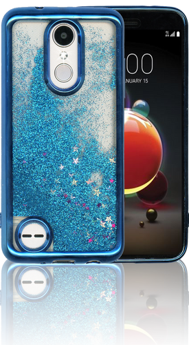 LG Aristo 2 MM Electroplated Water Glitter Case With Stars Blue