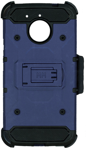 Motorola E4 PLUS MM Silo Rugged Case Dark Blue(Tempered Glass Included)