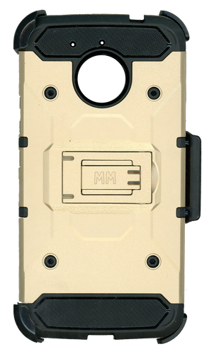 Motorola E4 PLUS MM Silo Rugged Case Gold(Tempered Glass Included)