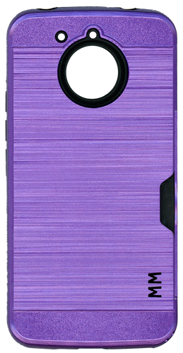 Motorola E4 PLUS MM Slim Dura Case Metal Finish With Card Holder Purple