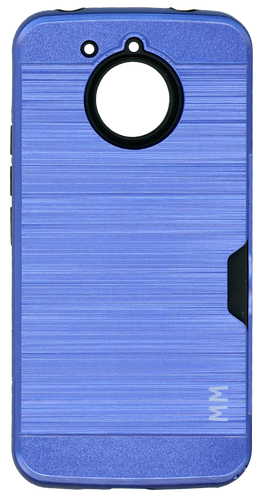 Motorola E4 PLUS MM Slim Dura Case Metal Finish With Card Holder Blue