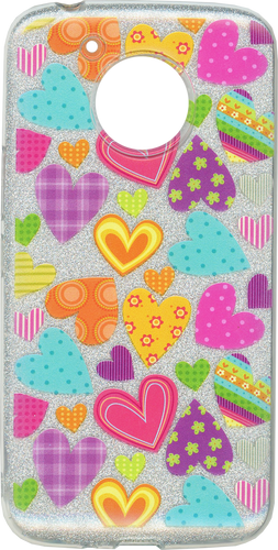 Motorola E4 PLUS MM Hearts Glitter Hybrid