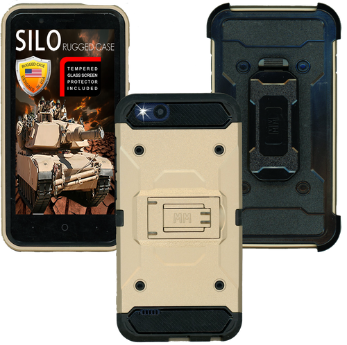 ZTE Tempo X MM Silo Rugged Case Gold (Tempered Glass Included)