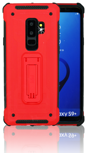 Samsung Galaxy S9 Plus MM Opal Kickstand Case Red(Full Curved Tempered Glass Included)