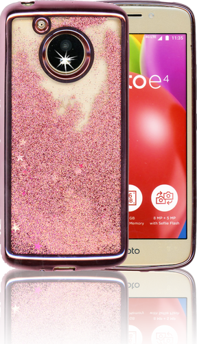 Motorola E4 MM Electroplated Glitter Case With Stars Rose Gold