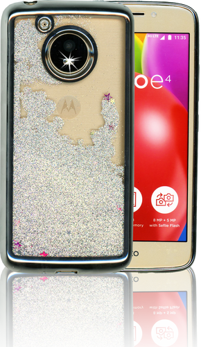 Motorola E4 MM Electroplated Glitter Case With Stars Silver