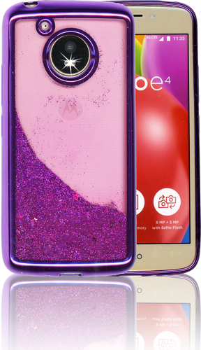 Motorola E4 MM Electroplated Glitter Case With Stars Purple