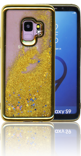 Samsung Galaxy S9 MM Electroplated Water Glitter Case With Stars Gold