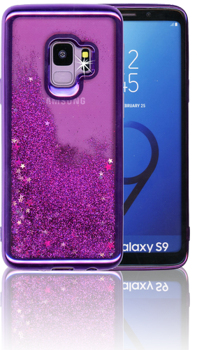 Samsung Galaxy S9 MM Electroplated Water Glitter Case With Stars Purple