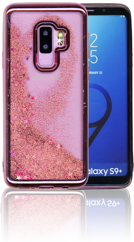 Samsung Galaxy S9 Plus MM Electroplated Water Glitter Case With Stars Rose Gold