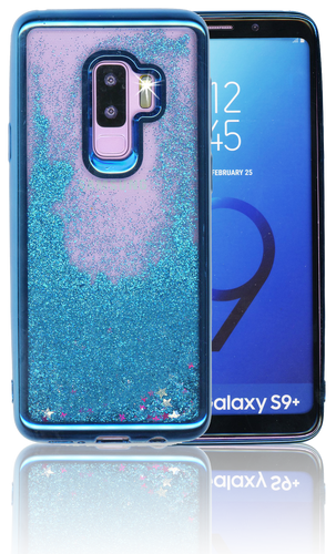 Samsung Galaxy S9 Plus MM Electroplated Water Glitter Case With Stars Blue