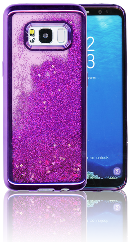 Samsung Galaxy S8 MM Electroplated Water Glitter Case With Stars Purple