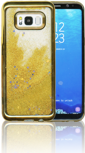 Samsung Galaxy S8 Plus MM Electroplated Water Glitter Case With Stars Gold